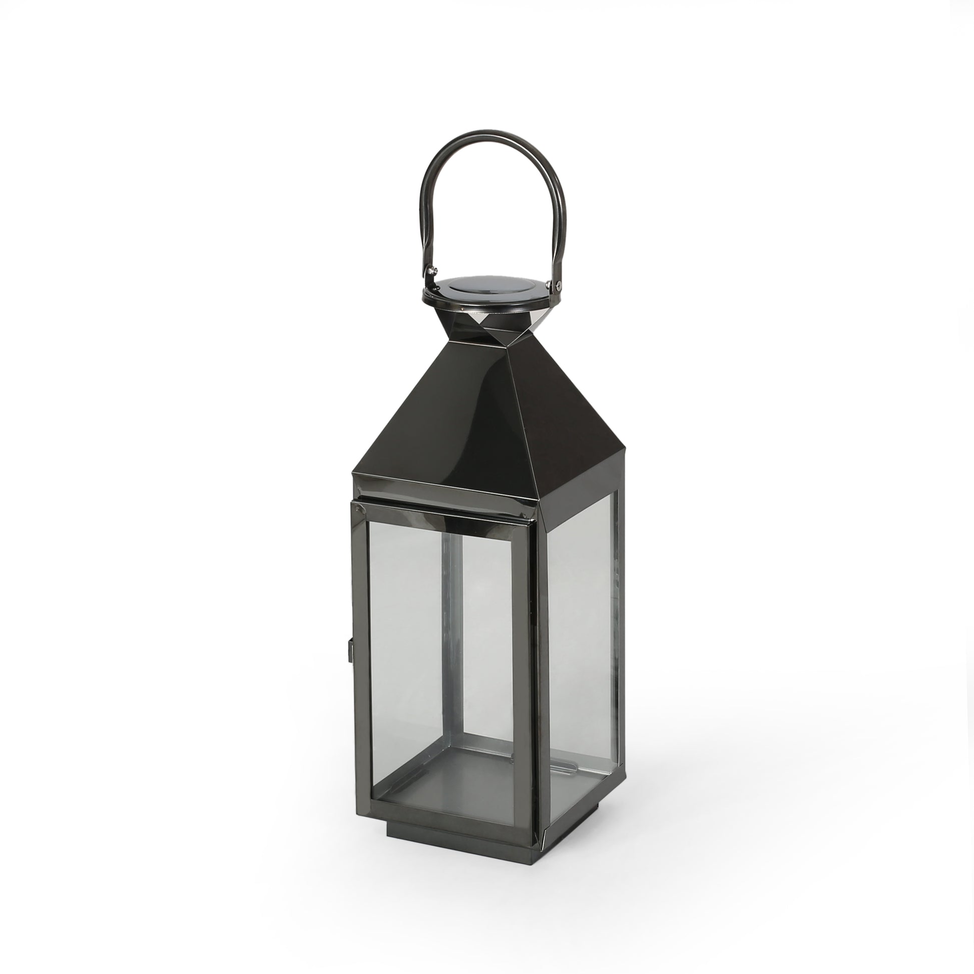 Tulsa 16"H Stainless Steel Lantern Black Stainless Steel
