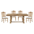 Traditional Dining Set 5Pc Extendable Table And 4 Side Chairs Wheat Finish Wooden Dining Kitchen Furniture Wood Wood Wheat Seats 4 Wood Dining Room Removable Leaf Extendable Trestle Rectangular