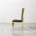 Dining Chair Black Velvet With Unique Design Backrest Set Of 2,Mirror Gold Stainless Steel Legs Gold Sponge Wipe Clean Modern Dining Chairs Stainless Steel