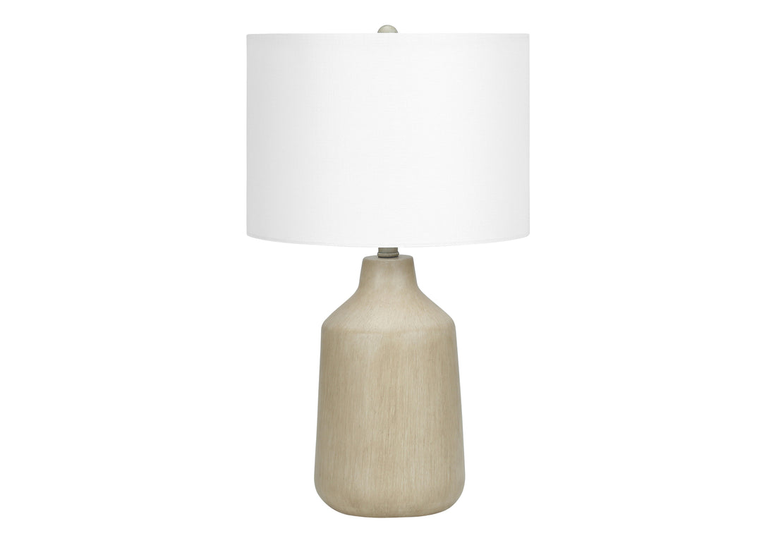 Lighting, 24"H, Table Lamp, Beige Concrete, Ivory Cream Shade, Contemporary Beige Concrete