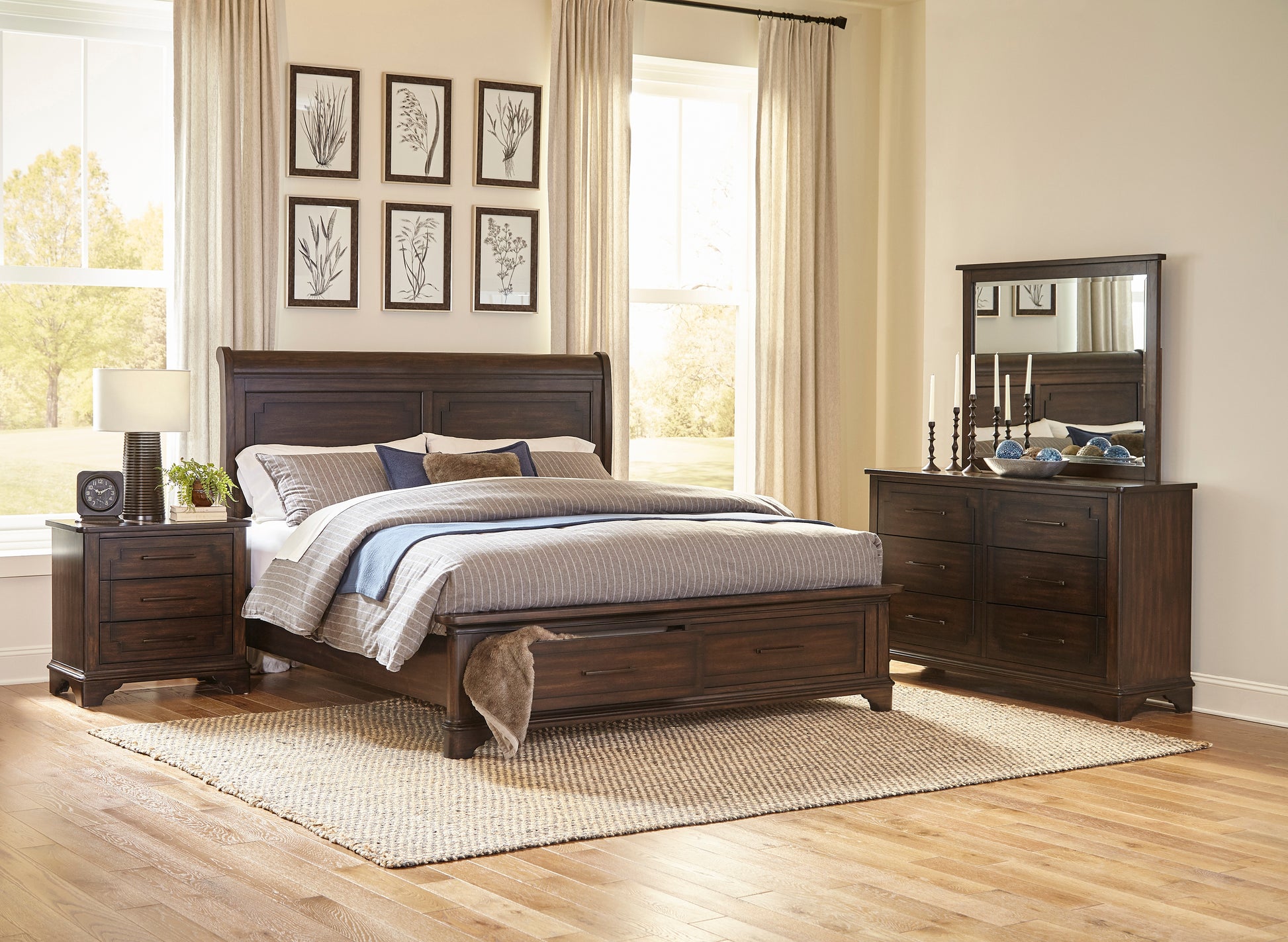 Transitional Style Rustic Brown Finish Dresser Of 6X Drawers Wooden Bedroom Furniture 1Pc Traditional Design Rustic Brown Bedroom Traditional,Transitional Wood