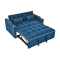 55.51 Inch Versatile Foldable Sofa Bed In 3 Lengths, Modern Sofa Sofa Sofa Velvet Pull Out Bed, Adjustable Back And With Usb Port And Ashtray And Swivel Phone Stand Blue Full Blue Primary Living Space American Design,American Traditional,Traditional