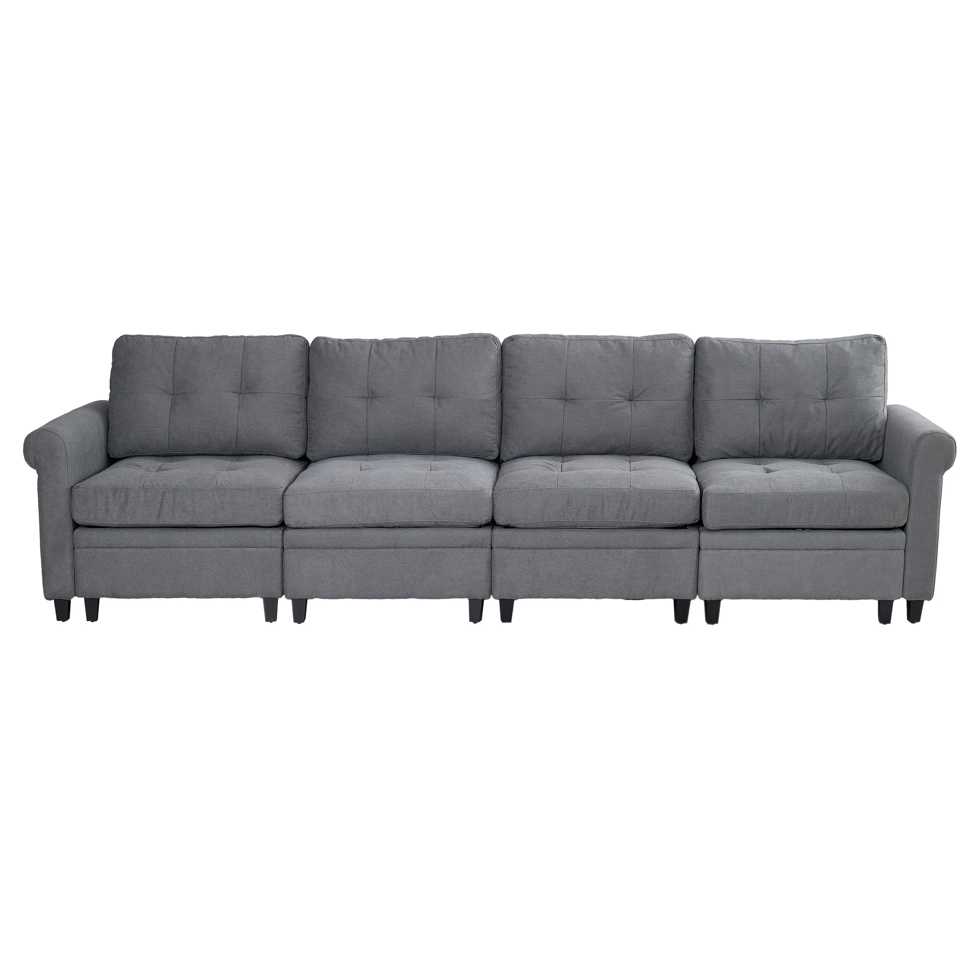 U Shaped Sectional Couch Convertible Sectional Couch With Double Chaise 6 Seat Sectional Sofa For Living Room Grey Fabric 6 Seat
