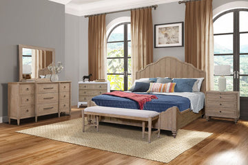 Queen Panel Bed In Sand Finish With Transitional Casual Design Queen Sand Solid Wood Mdf