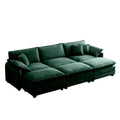 Oversized Modular Cushioned Sofa,With 3 Ottomans To Work As Sleeper Sofa Beds, 3 Seater Sofa With 3 Footstools,Green Corduroy Fabric Green Corduroy 3 Seat