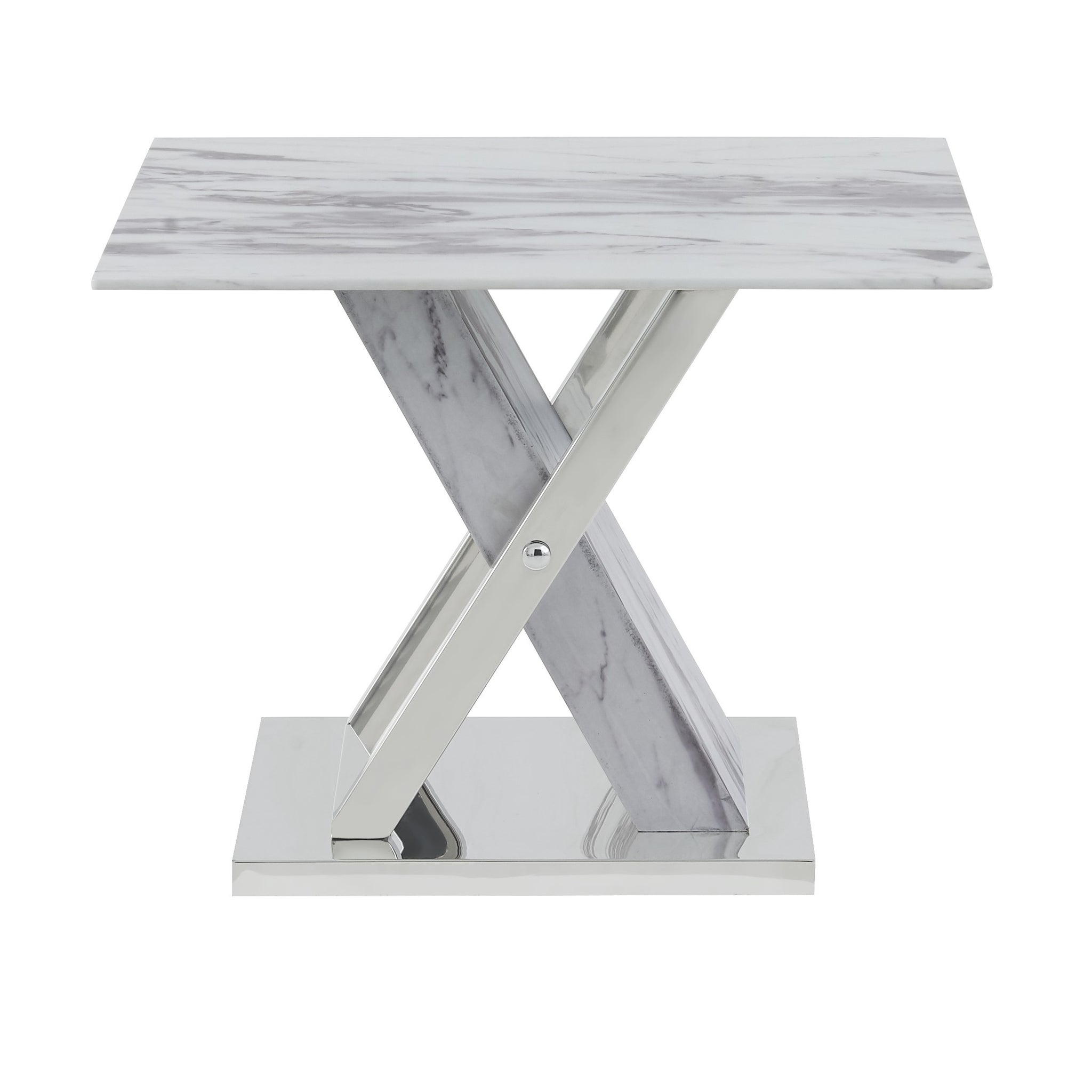 Rubble End Table Marble Solid Wood Mdf