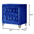 Blue Upholstered 2 Drawer Nightstand Blue 2 Drawers Bedroom Bedside Cabinet Luxury Drawers Velvet