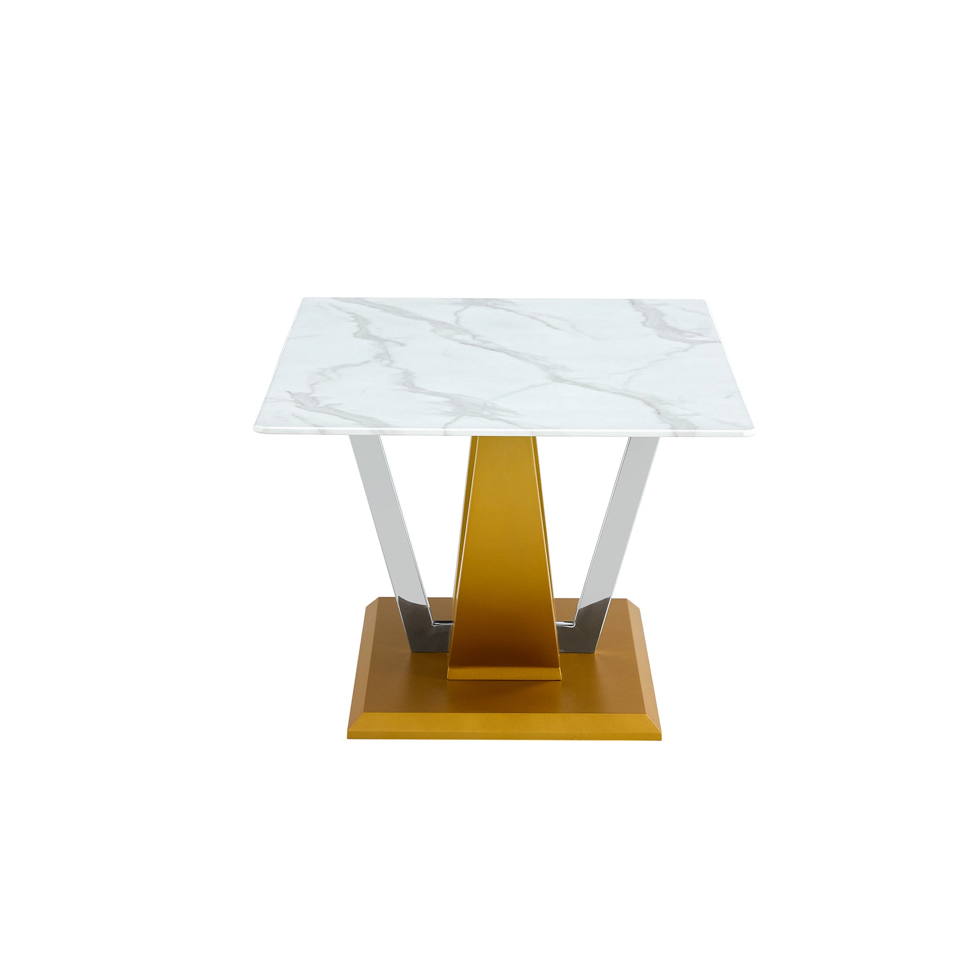 Coffee Table.Modern Minimalist Tempered Glass With Sticker Desktop ,Golden Mdf Legs And Stainless Steel Decorative Columns. Lightweight And Easy To Move. Ct 907 Golden Mdf Glass