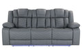 Raize Grey 10 Power Reclining Sofa With Ddt, Wc And Led Gray Fabric 3 Seat