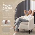Coolmore Living Room Accent Barrel Chair, Century Modern Style Decorative Chair, Armchair For Living Room With Thick Cushions And Pillows, Comfy Single Sofa Chair, Chair With Wooden Legs,Beige Beige Corduroy
