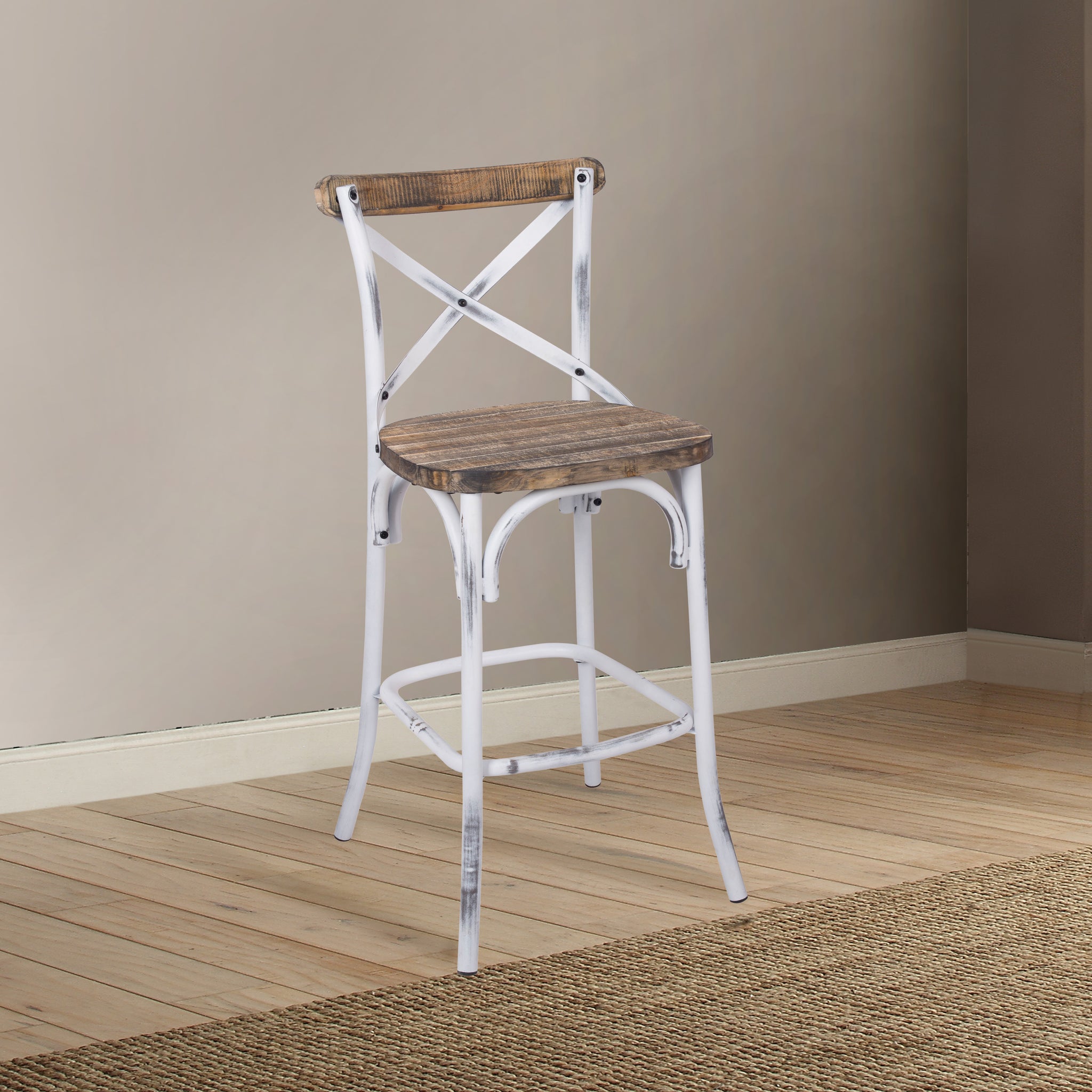 Antique White And Antique Oak Bar Stool With Cross Back White Oak Bedroom Rectangular Vintage Fir Wood Metal