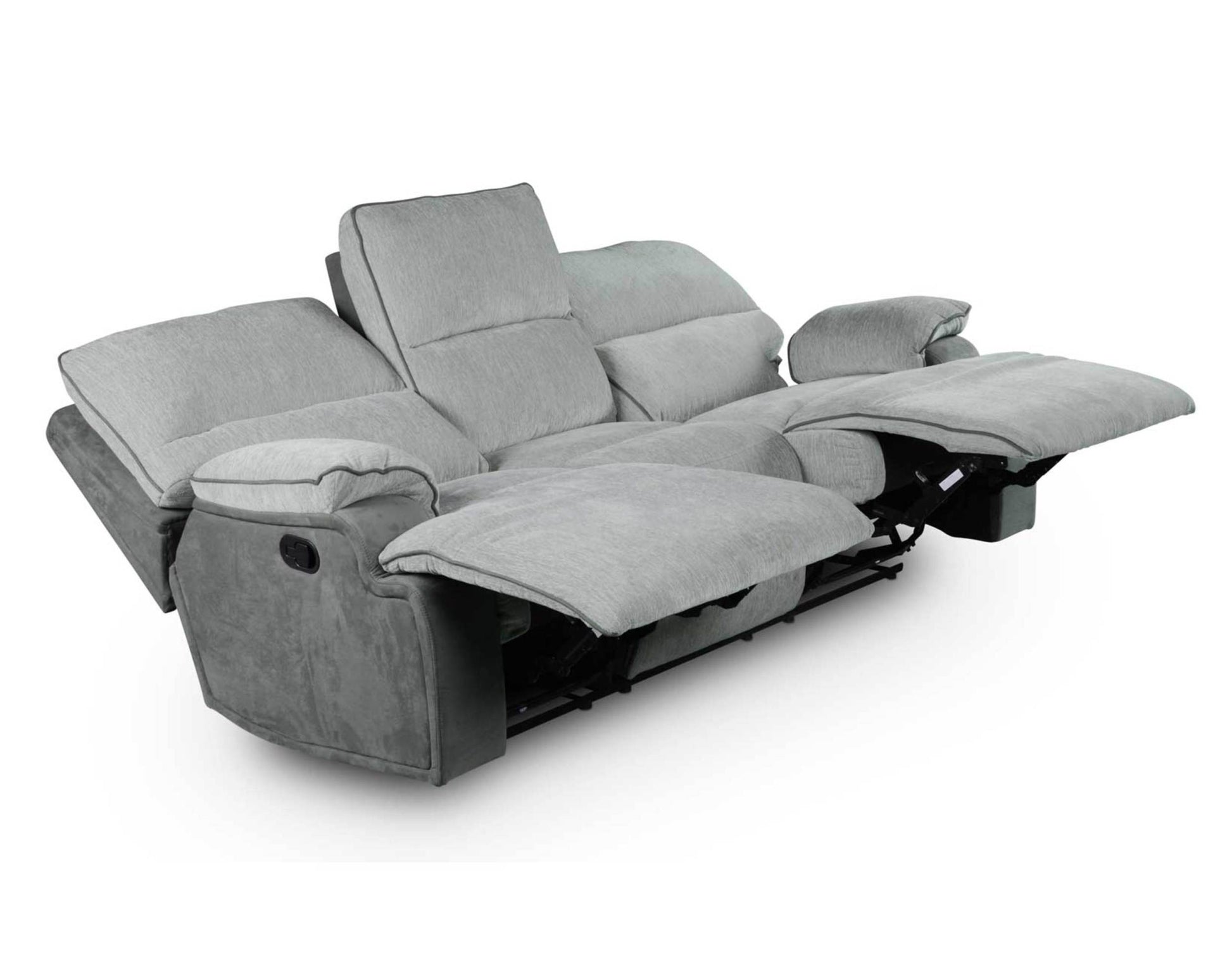 Cyprus Recliner Sofa Gray Gray Fabric 3 Seat