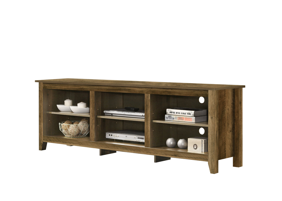 Benito Knotty Oak 70"W Tv Stand With Open Shelves And Cable Management Oak 60 69 Inches Particle Board