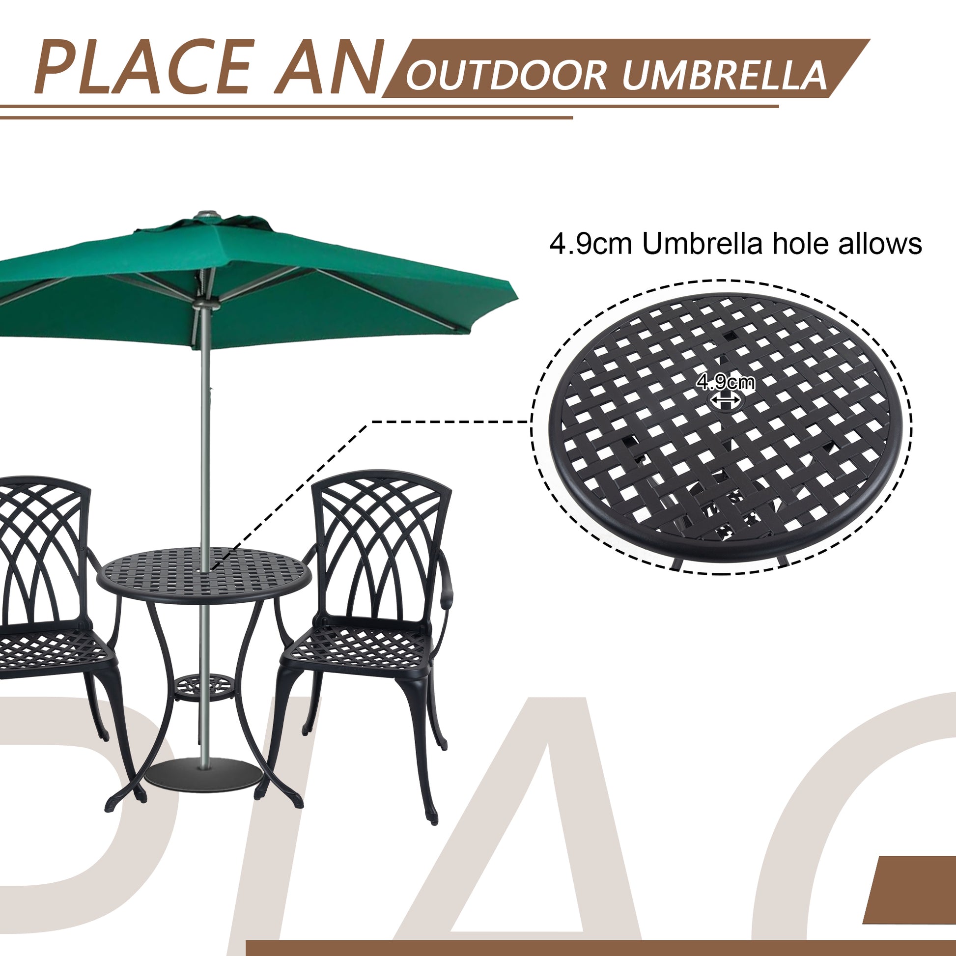 bistro patio set with umbrella 3 Piece Bistro Table Set Cast Aluminum Outdoor Patio Furniture With Um