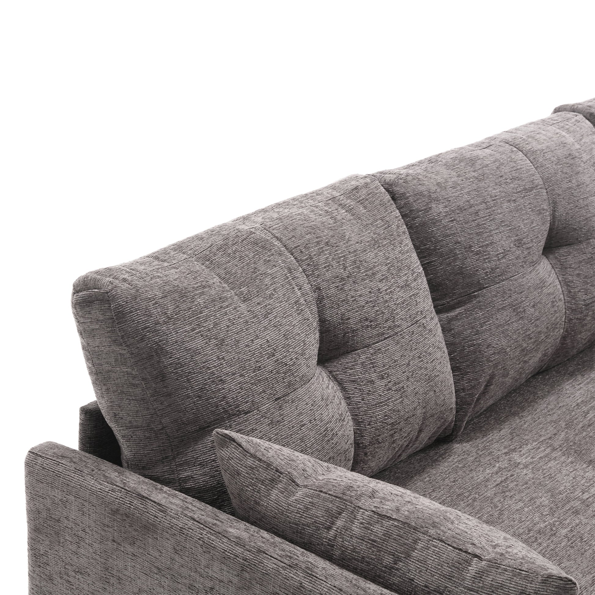 United We Win Furniture, Modular L Shaped Sofa, Modular Long Sofa With Reversible Chaise Lounge, Sofa Bed, Sleeper Sofa, Modular Sofa Combination With Storage Seats. Dark Gray Chenille 3 Seat