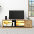 Moderntv Stand For Tvs Up To 80''Media Console With Multi Functional Storage, Entertainment Center With Led Light, Tv Cabinet For Living Room,Bedroom Black Natural 70 79 Inches 70 79 Inches 70 Inches Particle Board