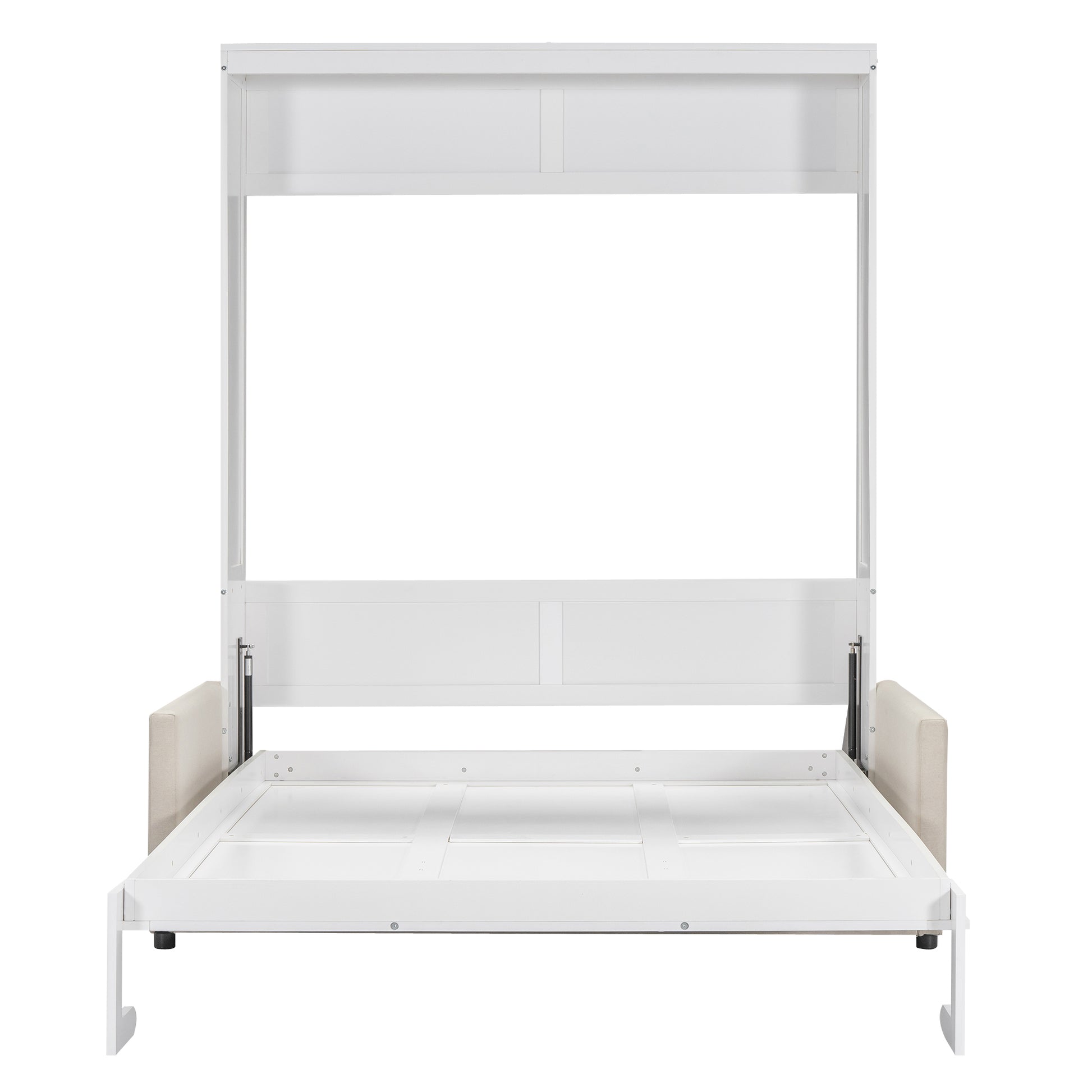 Queen Size Murphy Bed Wall Bed With Cushion, White Queen White Mdf Lvl