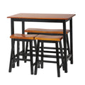 Pomeroy S 4 Caf Table Bench Set Walnut Black Rubber Wood