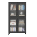 Classic Metal Storage Cabinet Display Cabinet With 4 Glass Doors 4 Shelves Cabinet Freestanding Bookcase Side Cabinet For Home Office Living Room Kitchen Hallway Black, Begonia Flower Tempered Glass Freestanding 3 4 Shelves Glass Pane Black Kitchen Glass