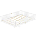 Queen Size Bed Floor Bed With Safety Guardrails And Door For Kids, White Expect Arrival Date 2024.7.26 , Old Sku W158090696 Queen White Pine