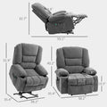 Homcom Power Lift Recliner Chair Sofa With Vibration Massage And Heat, Fabric Lift Chair For Elderly, Massage Recliner Chair With Remote Control, Side Pockets, Quick Assembly, Charcoal Gray Charcoal Grey Polyester