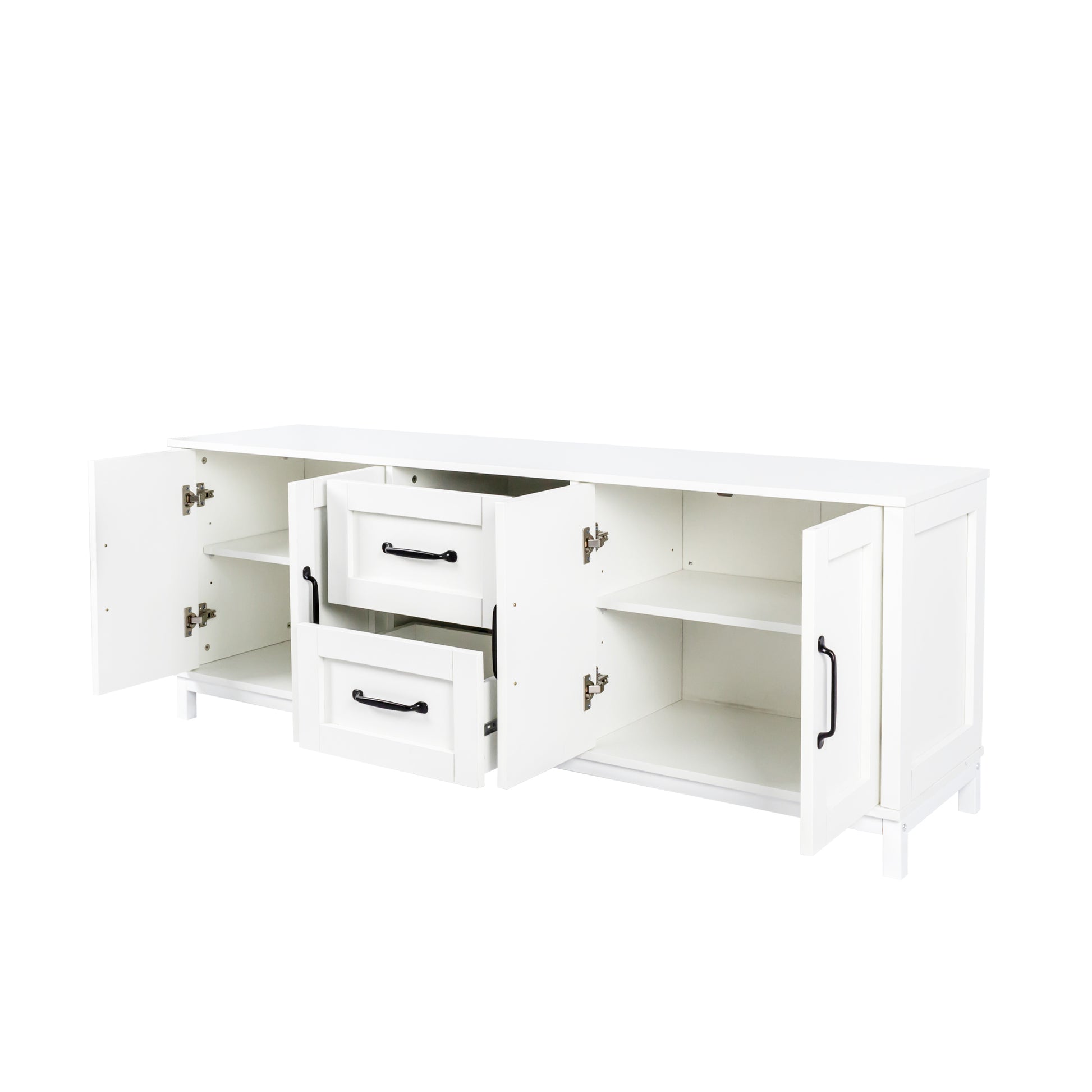 Modern White Tv Stand With Drawers And Cabinet For Organized Entertainment Center White 60 69 Inches Particle Board Mdf