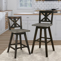 Counter Height Chairs Set Of 2, Black X Back 360 Degree Swivel Chair Solid Rubberwood Kitchen Dining Furniture Black Dining Room Rustic Solid Wood