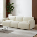Simone Sofa Cream Boucle Cream,White Wood Mid Century Modern Boucle,Solid Wood 3 Seat
