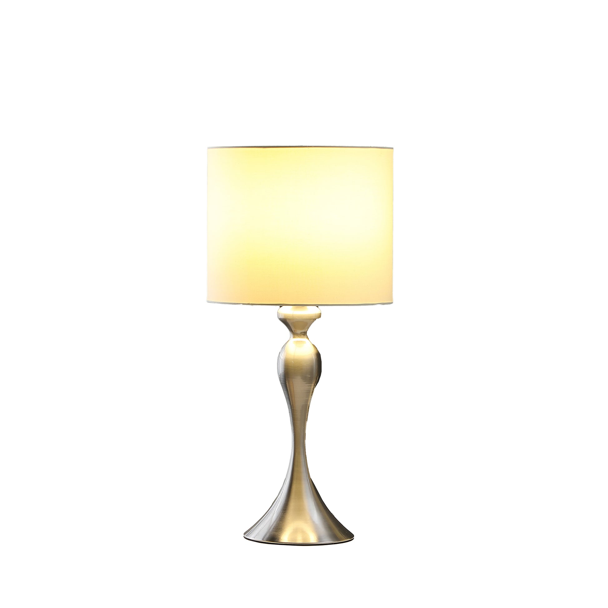 24.5" In Bailey Brushed Silver Modern Candlestick Metal Table Lamp Silver Fabric Metal