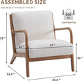 Living Room Accent Arms Bedroom,Office,Apartment, Reading Chair, Single, Linen Fabric White 2 White Wood