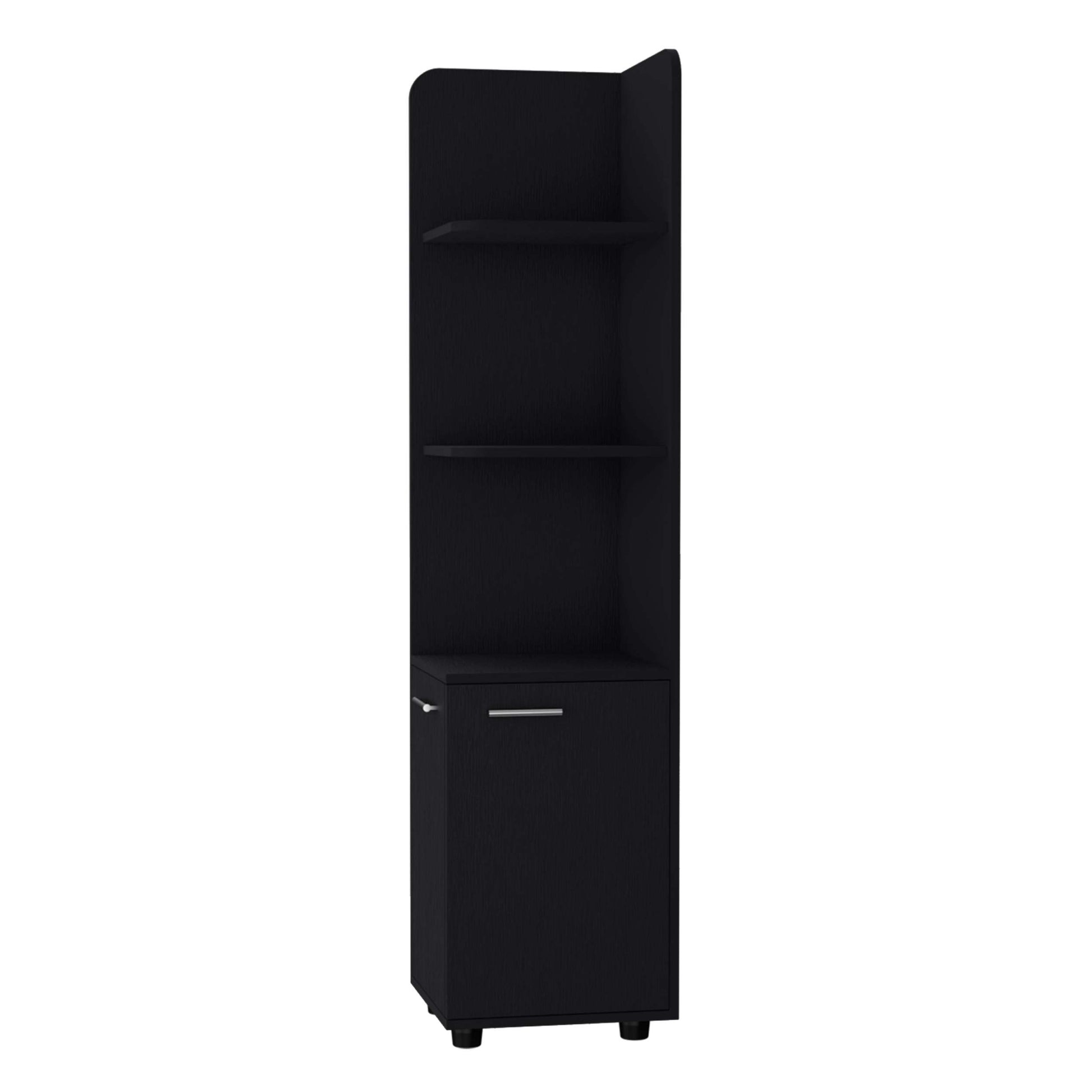 Black 2 Door Cabinet With 3 Corner Shelves Black 3 Bathroom Freestanding Melamine