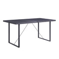 Grey Oak And Black Dining Table With Sled Base Black Dining Room Rectangular Wood Metal Sled