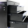 4 Drawers Multifunctional Tool Cart With Wheels Black Black Blue Steel