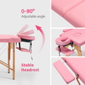 Massage Table Portable Massage Bed Lash Bed With Carrying Case Spa Table Height Adjustable, Salon Bed Face Cradle Bed Pink Faux Leather