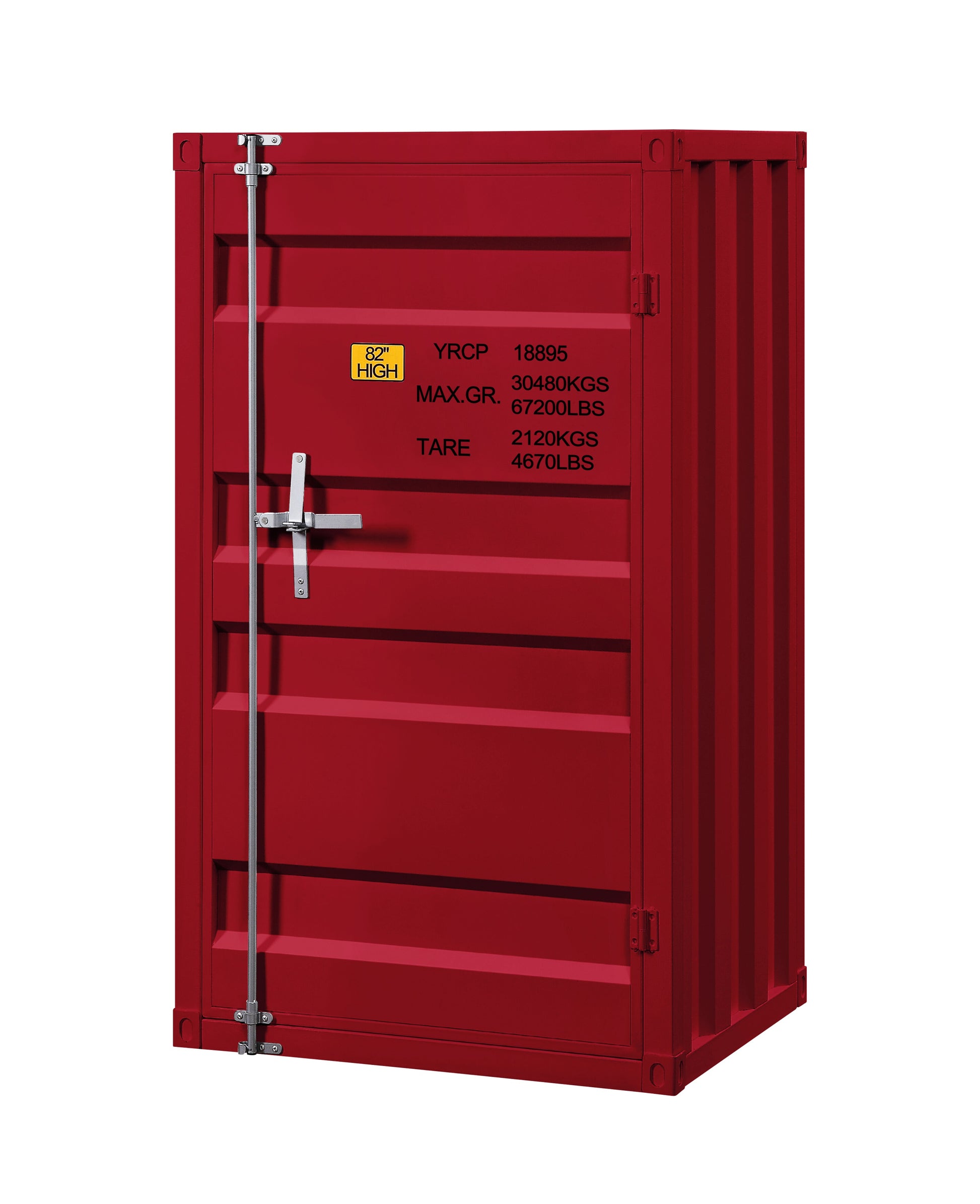 Red 1 Door Chest With Container Lock Red Bedroom Metal