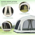 Outsunny 20 Person Camping Tent, Outdoor Cabin Tent Tent With 2 Doors, Screen Room, Family Dome Tent For Hiking, Backpacking, Traveling, Easy Set Up, Cream Cream White Steel