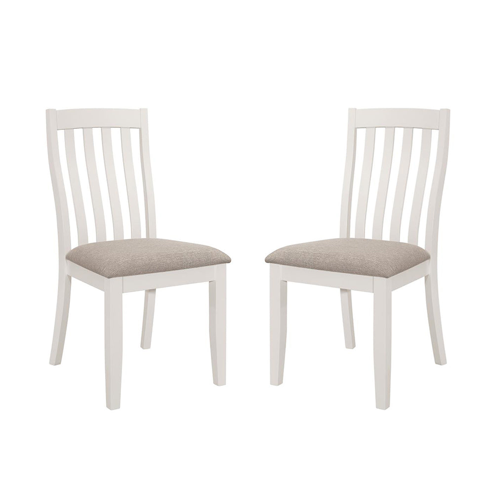 Set Of 2 Light Brown Upholstered Dining Chairs, Off White Solid Off White Dining Room Rectangular Dining Chairs Slat Back Set Of 2 Fabric,Mdf