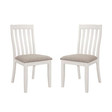 Set Of 2 Light Brown Upholstered Dining Chairs, Off White Solid Off White Dining Room Rectangular Dining Chairs Slat Back Set Of 2 Fabric,Mdf