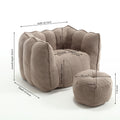 Soft Bean Bag Chair With High Resilient Foam Chips For Living Room And Bedroom,Comfortable Square Lazy Sofa With Footstool, Cover For Adults To Gaming, Reading, And Watching Tv Coffee Chenille