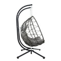 2 Persons Egg Chair With Stand Indoor Outdoor Swing Chair Patio Wicker Hanging Egg Chair Hanging Basket Chair With Stand For Bedroom Living Room Balcony Gray Steel