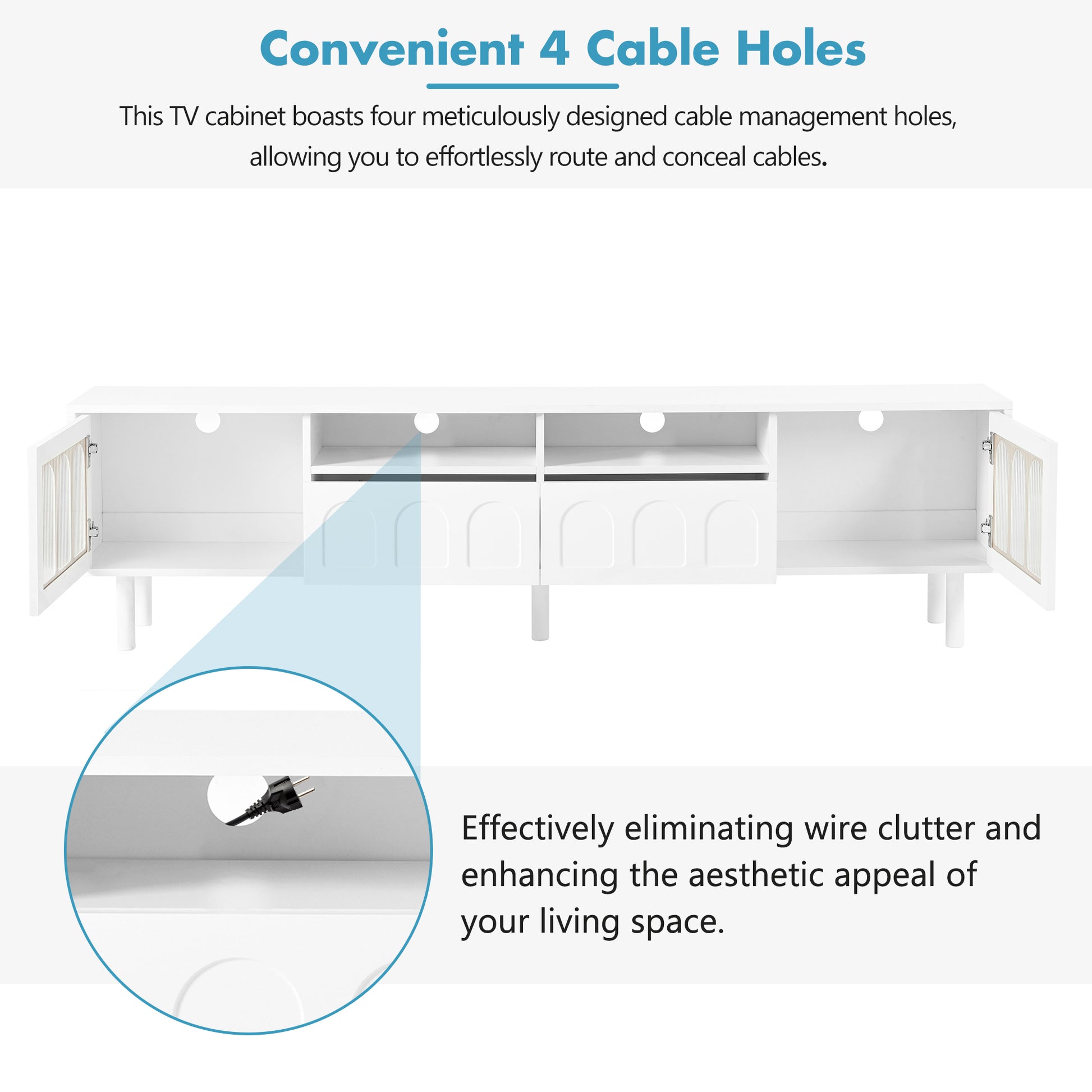 Cream Style Tv Stand And Coffee Table Set Of 2, Led Light Strip Tv Stand For Tvs Up To 80'', Cloud Top Coffee Table With 2 Brake Wheels For Living Room, White White 80 89 Inches Particle Board