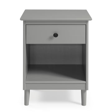 Classic 1 Drawer Solid Wood Nightstand With Cubby Grey Gray Mdf Pine