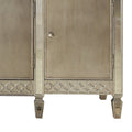 Rectangular Wood And Mirror Server With 3 Drawers And 4 Compartments, Gold Gold Wood