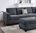 Living Room Furniture Charcoal Chenille Sectional W Ottoman Linen Like Fabric Sofa Reversible L R Chaise Ottoman 3Pc Sectional Sofa Charcoal Chenille Wood Primary Living Space Cushion Back