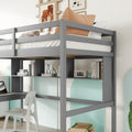 Twin Size Loft Bed With Desk And Shelves, Safety Guardrail And Ladder,Grey Twin Grey Pine