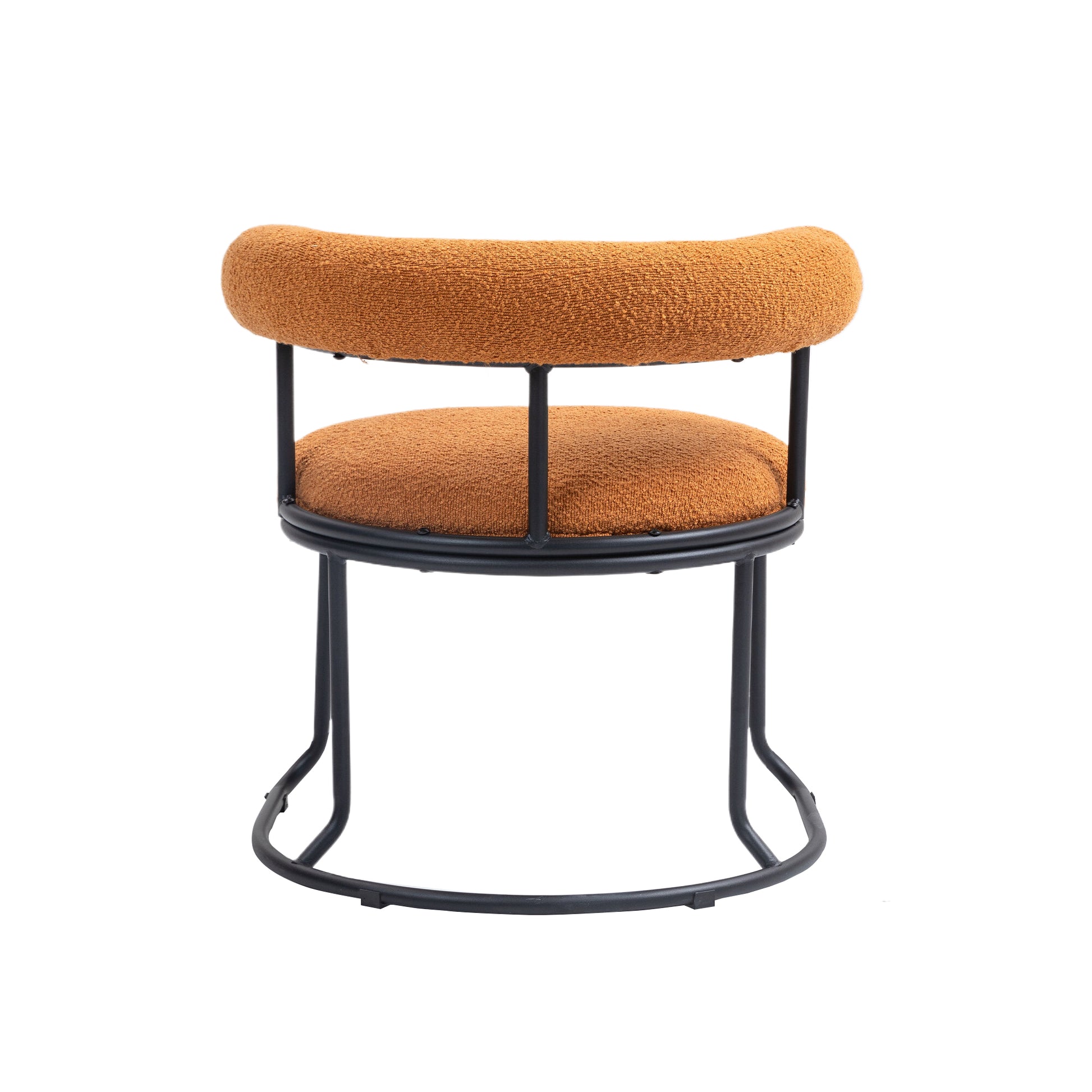 Coolmore Boucle Dining Chairs Set Of 2, Mid Century Modern Curved Backrest Chair, Round Upholstered Kitchen Chairs Orange Boucle Orange Foam Mdf Metal