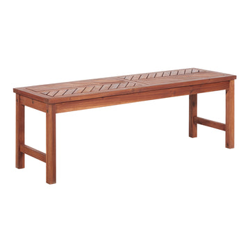 Modern Chevron Top Solid Wood Patio Bench Brown Brown Polyester Acacia Wood