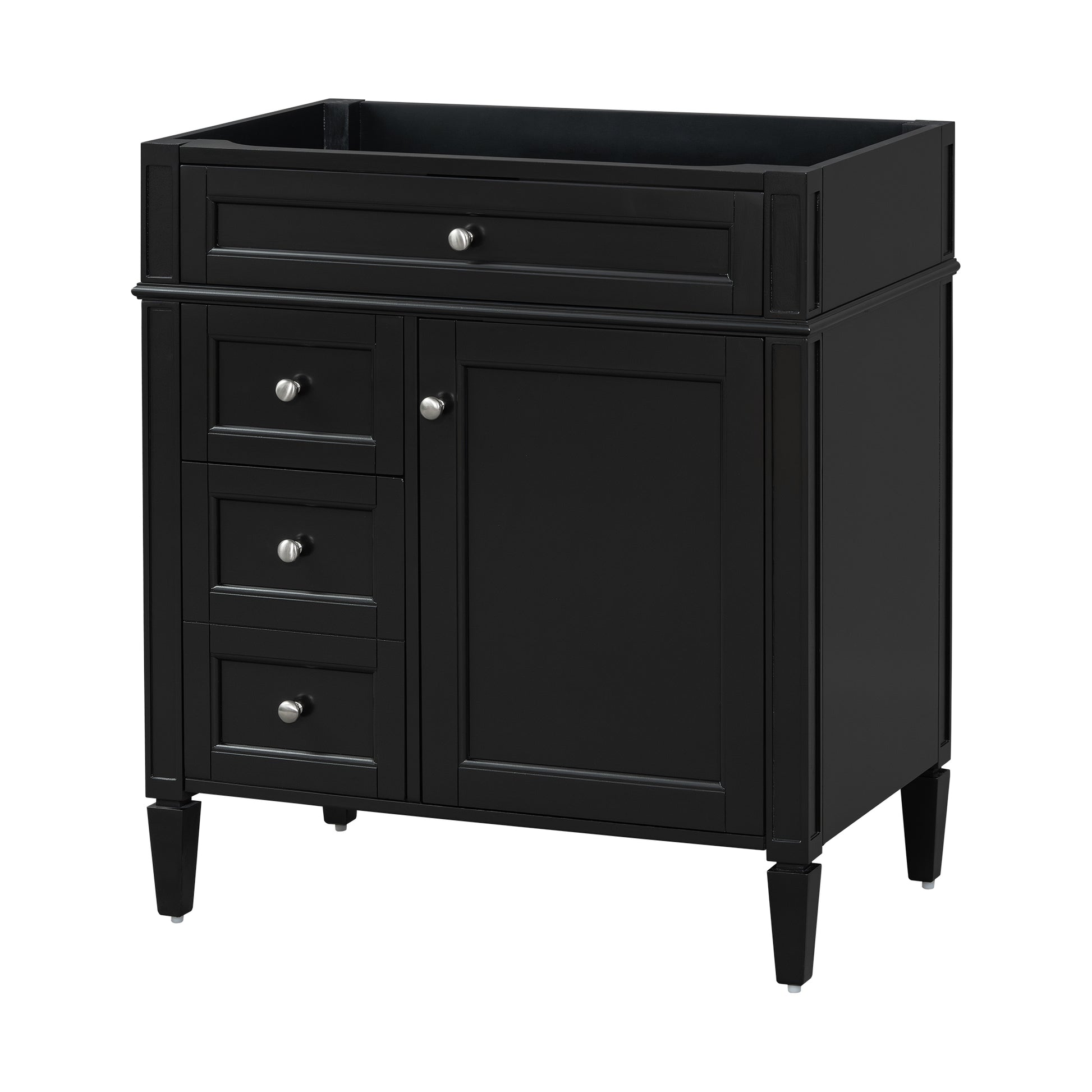 30'' Bathroom Vanity Without Top Sink, Modern Bathroom Storage Cabinet With 2 Drawers And A Tip Out Drawer Not Include Basin Black Bathroom Solid Wood Mdf