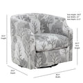 Isabelle Swivel Glider Barrel Chair Gray Floral Gray Foam Fabric
