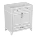 30'' Bathroom Vanity Without Top,Solid Wood Frame Bathroom Storage Cabinet With Soft Closing Doors,Frame Bathroom Storage Cabinet Only, Retro Style, White 1 White 2 Bathroom Freestanding Modern Solid Wood Mdf Painted